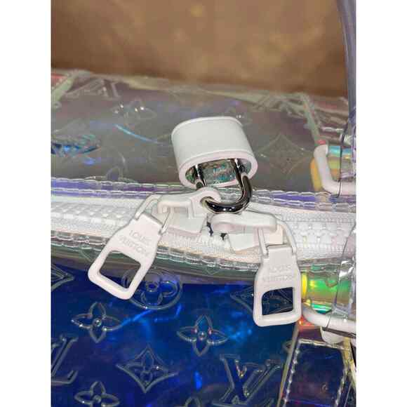 Louis Vuitton Keepall Bandouliere 50 Prism PVC Clear Logo Weekend Travel Bag - Picture 9 of 12